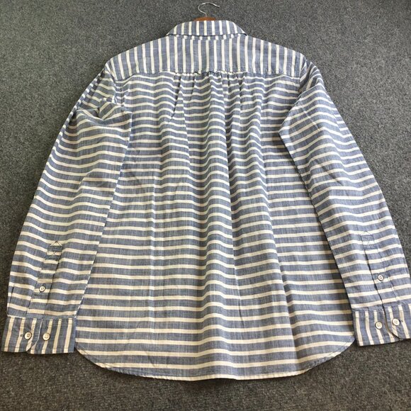 Duluth Trading Shirt Womens Large Blue Free Range Chambray Organic Cotton Button - Picture 7 of 8